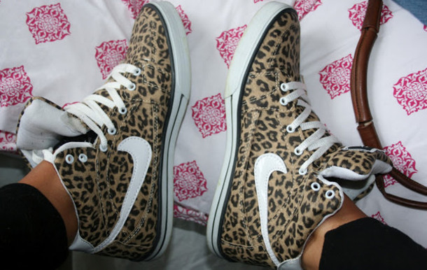 nike leopard print high top sneakers